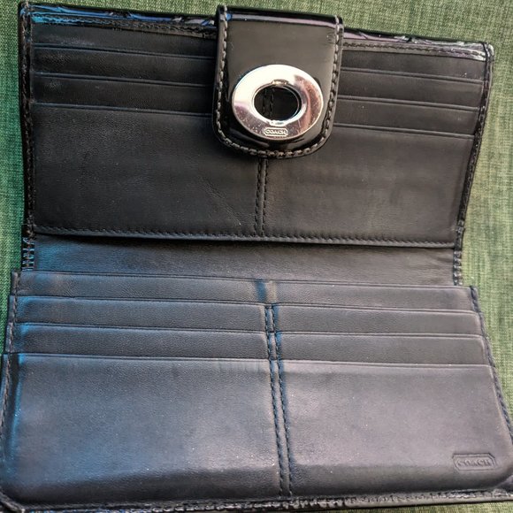 Coach Black Signature Wallet with Metallic Logo - Picture 4 of 6